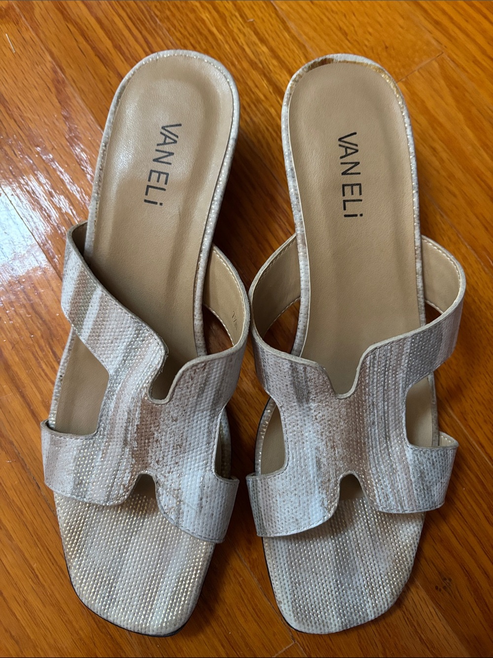 Vaneli Neutral Textured Slide Mules